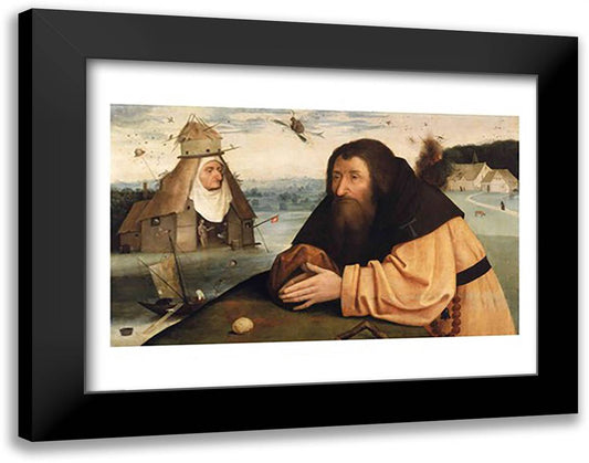 The Temptation of St. Anthony 28x22 Black Modern Wood Framed Art Print Poster by Bosch, Hieronymus