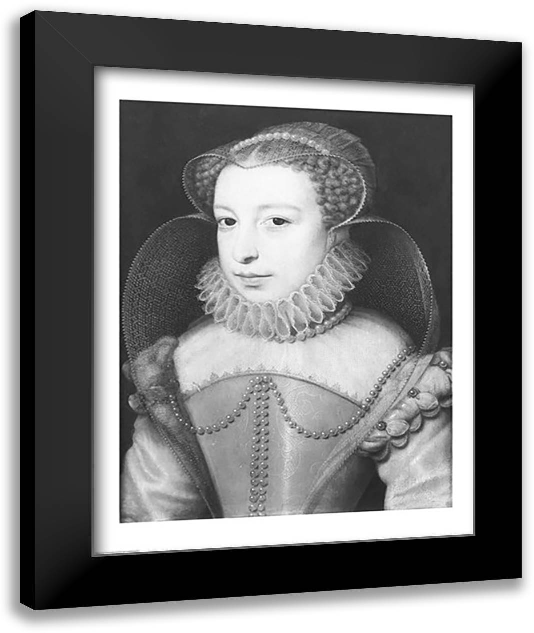 Marguerite de Valois Queen of Navarre 22x28 Black Modern Wood Framed Art Print Poster by Clouet, Francois