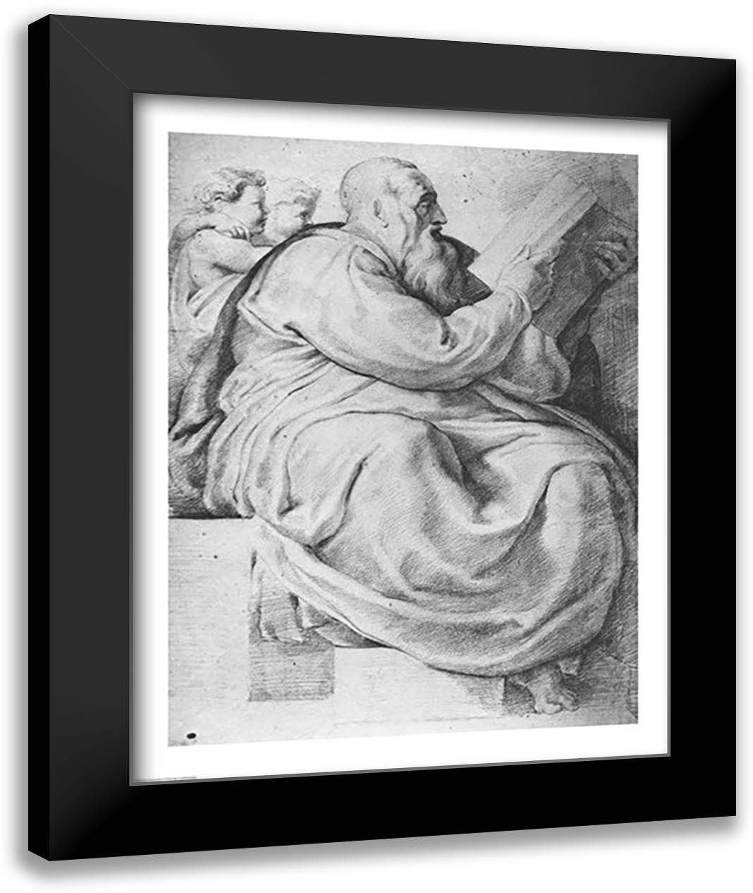 The Prophet Zacharias, after Michangelo Buonarroti 22x28 Black Modern Wood Framed Art Print Poster by Rubens, Peter Paul