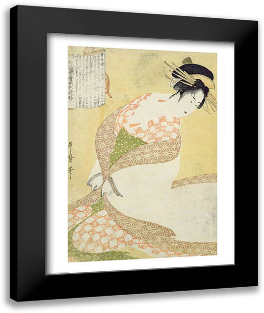 Courtesan Kneeling 22x28 Black Modern Wood Framed Art Print Poster