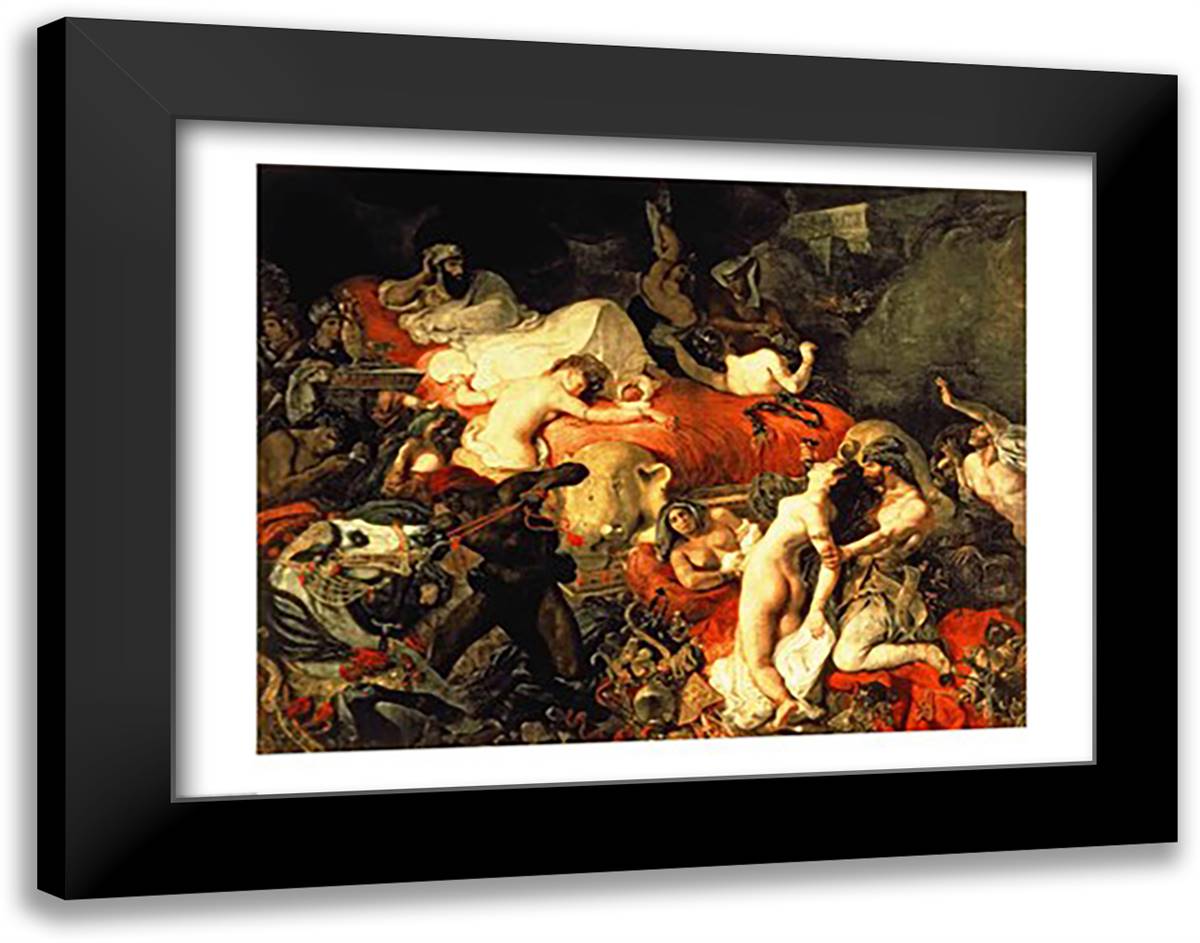 The Death of Sardanapalus, 1827 28x22 Black Modern Wood Framed Art Print Poster by Delacroix, Eugene