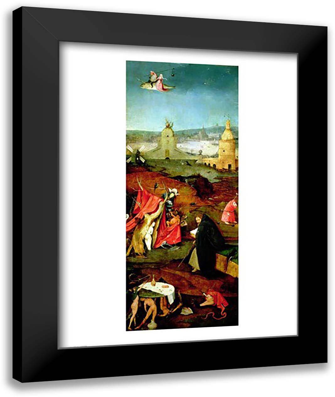 Temptation of St. Anthony 22x28 Black Modern Wood Framed Art Print Poster by Bosch, Hieronymus