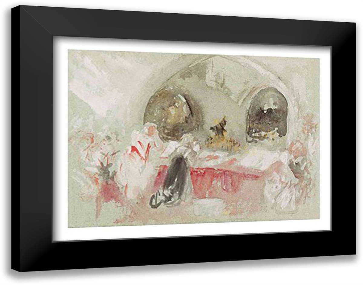 Service in the chapel at Petworth, 1830 28x22 Black Modern Wood Framed Art Print Poster by Turner, J.M.W.