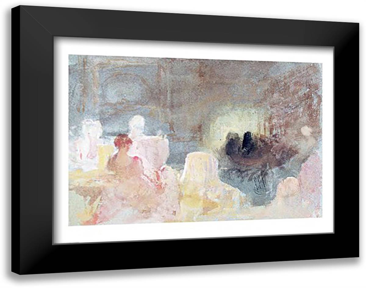 Interior at Petworth with a seated woman, 1830 28x22 Black Modern Wood Framed Art Print Poster by Turner, J.M.W.