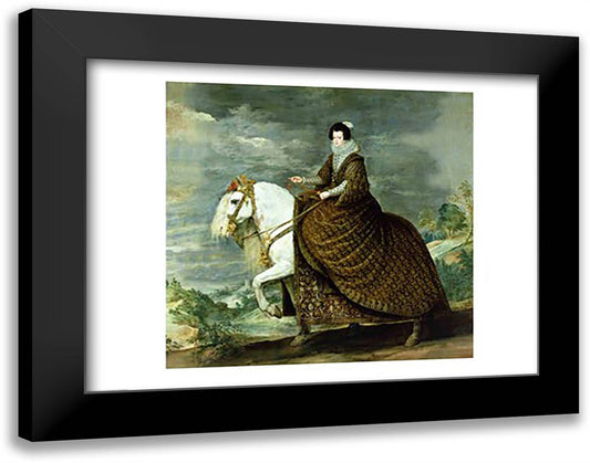 Equestrian portrait of Elisabeth de France 28x22 Black Modern Wood Framed Art Print Poster by Velazquez, Diego