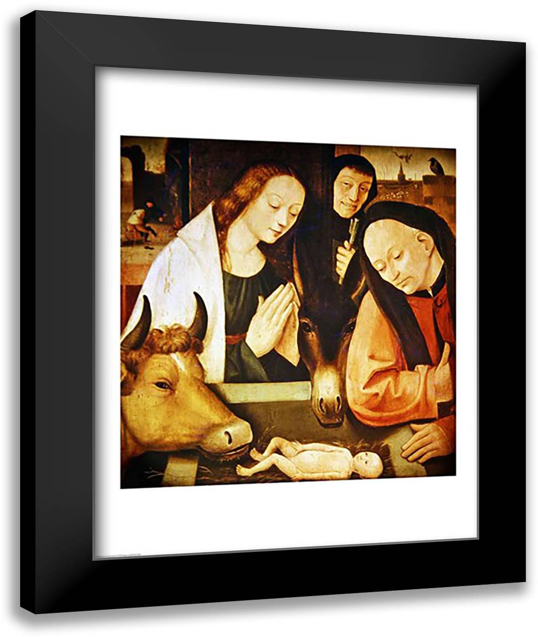 Adoration of the Shepherds 22x28 Black Modern Wood Framed Art Print Poster by Bosch, Hieronymus