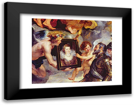 The Medici Cycle: Henri IV Receiving the Portrait of Marie de Medici 28x22 Black Modern Wood Framed Art Print Poster by Rubens, Peter Paul