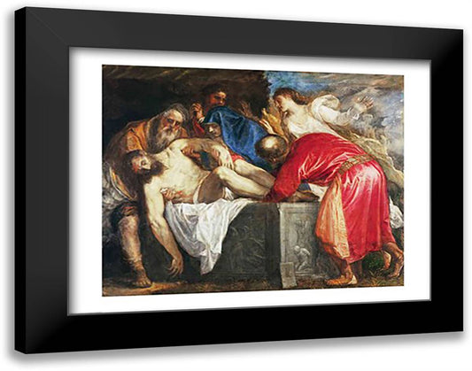 The Entombment of Christ, 1559 28x22 Black Modern Wood Framed Art Print Poster by Titian