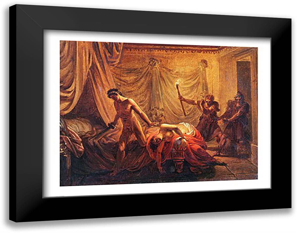 The Death of Cleonice 28x22 Black Modern Wood Framed Art Print Poster by David, Jacques-Louis