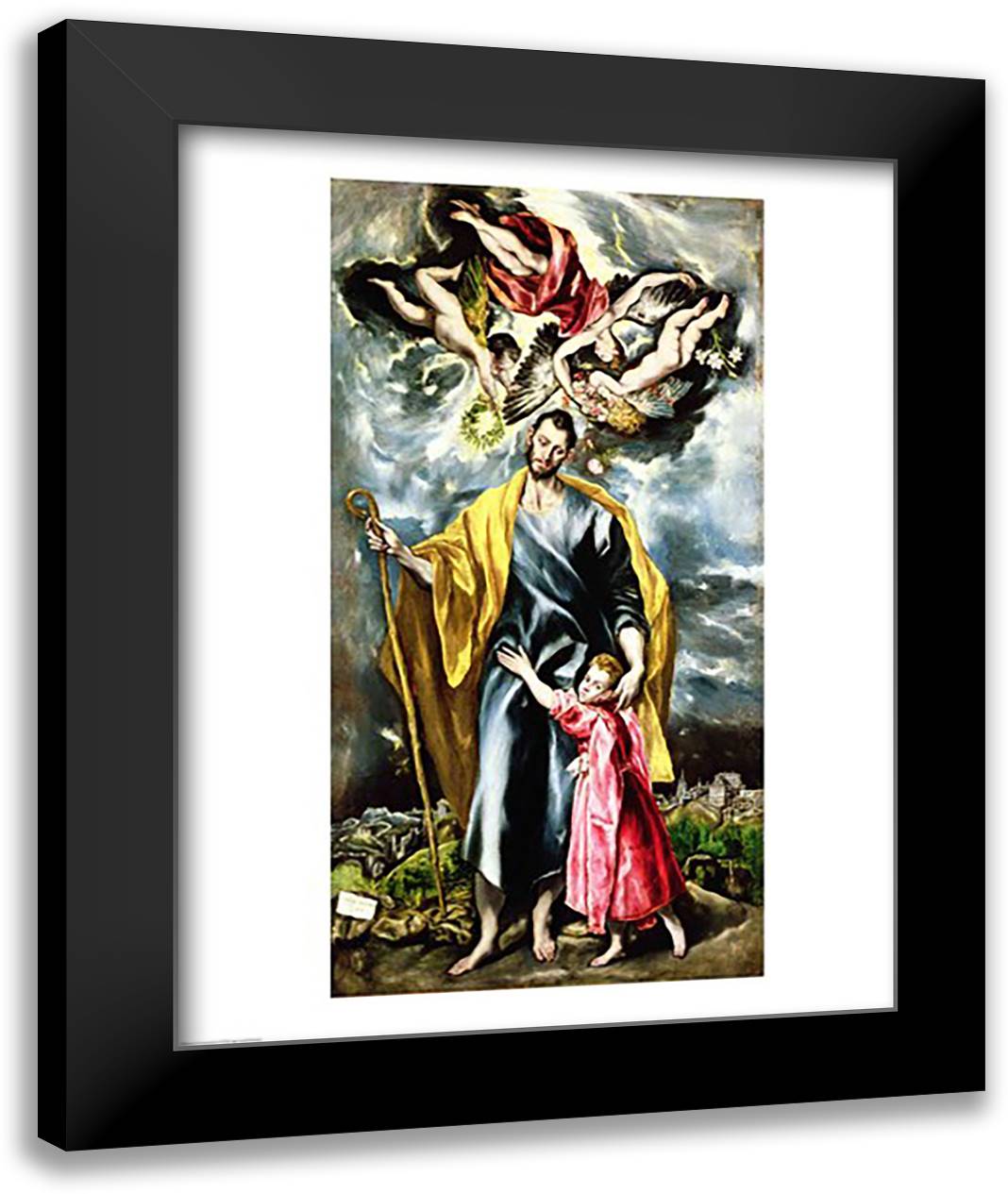 St. Joseph and the Christ Child 22x28 Black Modern Wood Framed Art Print Poster by El Greco