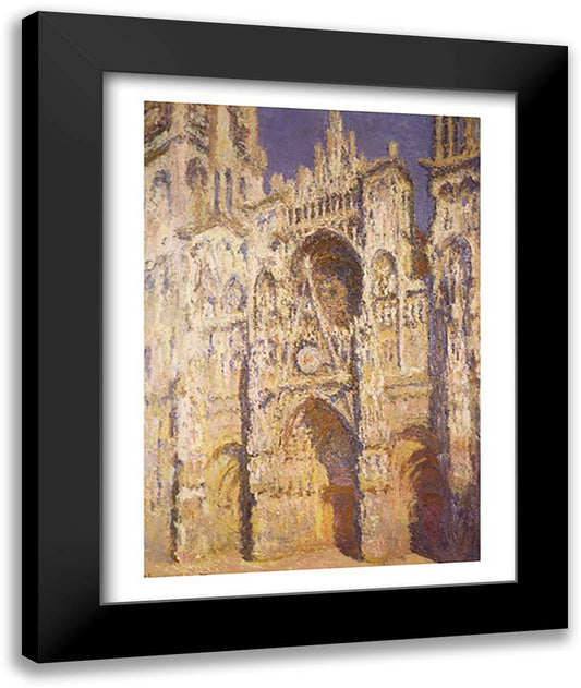 Rouen Cathedral in Full Sunlight: Harmony in Blue and Gold, 1894 22x28 Black Modern Wood Framed Art Print Poster by Monet, Claude