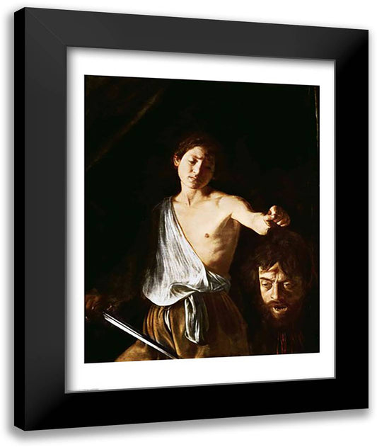 David with the Head of Goliath, 1606 22x28 Black Modern Wood Framed Art Print Poster by Caravaggio