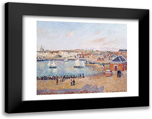 The Outer Harbour at Dieppe, 1902 28x22 Black Modern Wood Framed Art Print Poster by Pissarro, Camille