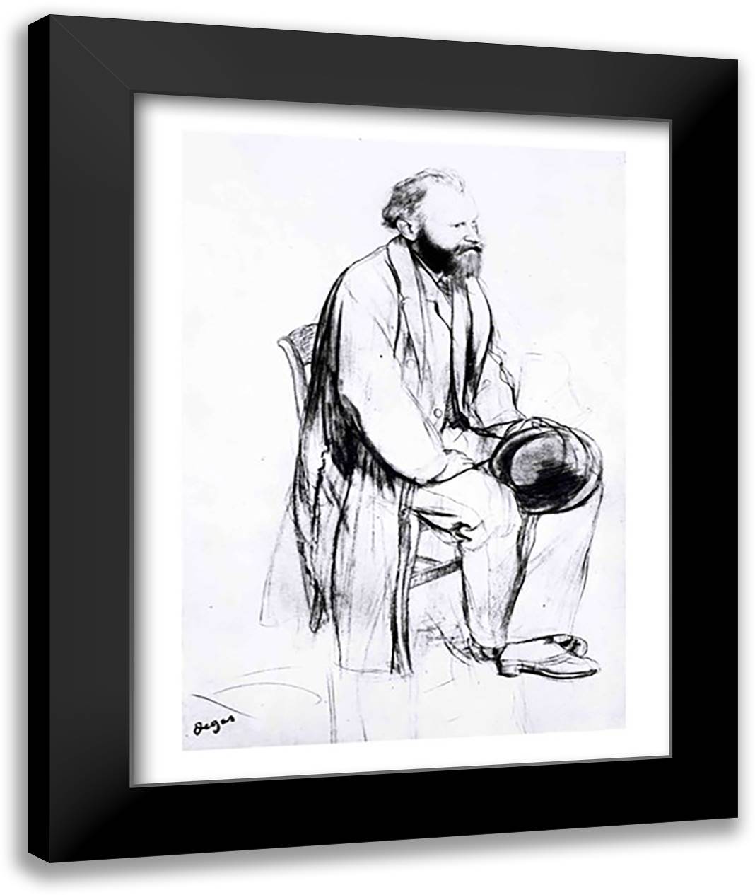 Study for a portrait of Manet 22x28 Black Modern Wood Framed Art Print Poster by Degas, Edgar
