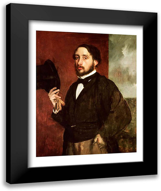 Self portrait 22x28 Black Modern Wood Framed Art Print Poster by Degas, Edgar