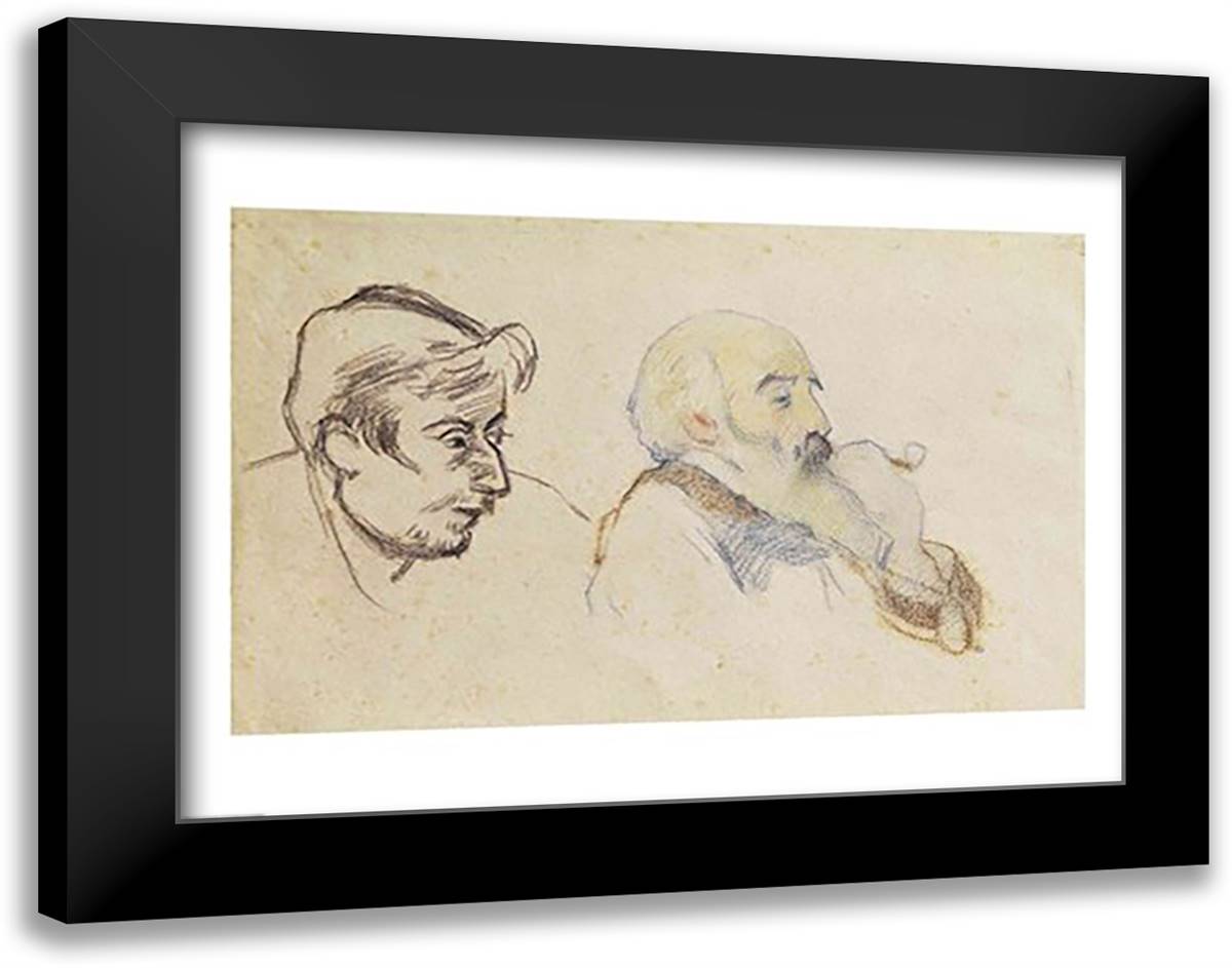 Portrait of Pissarro by Gauguin and Portrait of Gauguin by Pissarro 28x22 Black Modern Wood Framed Art Print Poster by Gauguin, Paul
