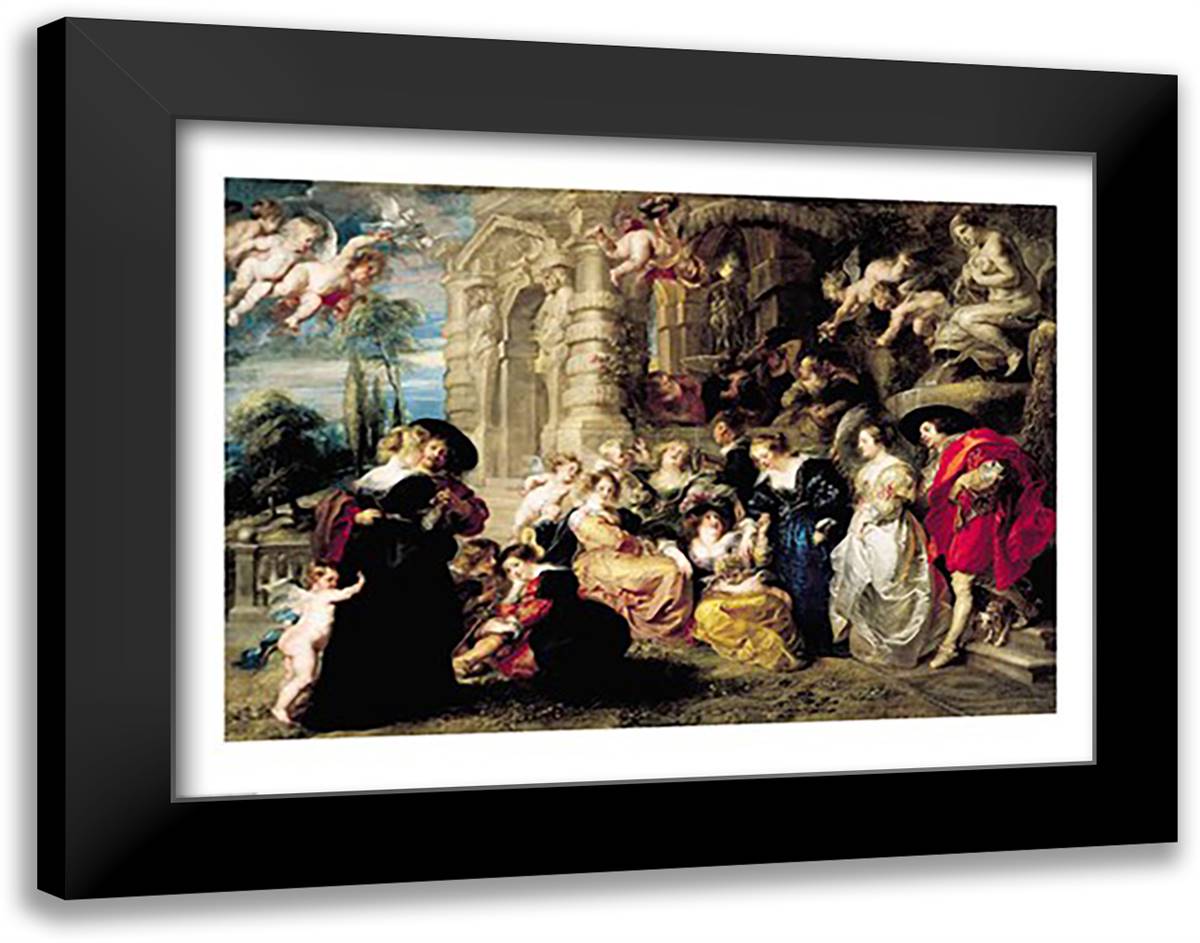 The Garden of Love 28x22 Black Modern Wood Framed Art Print Poster by Rubens, Peter Paul