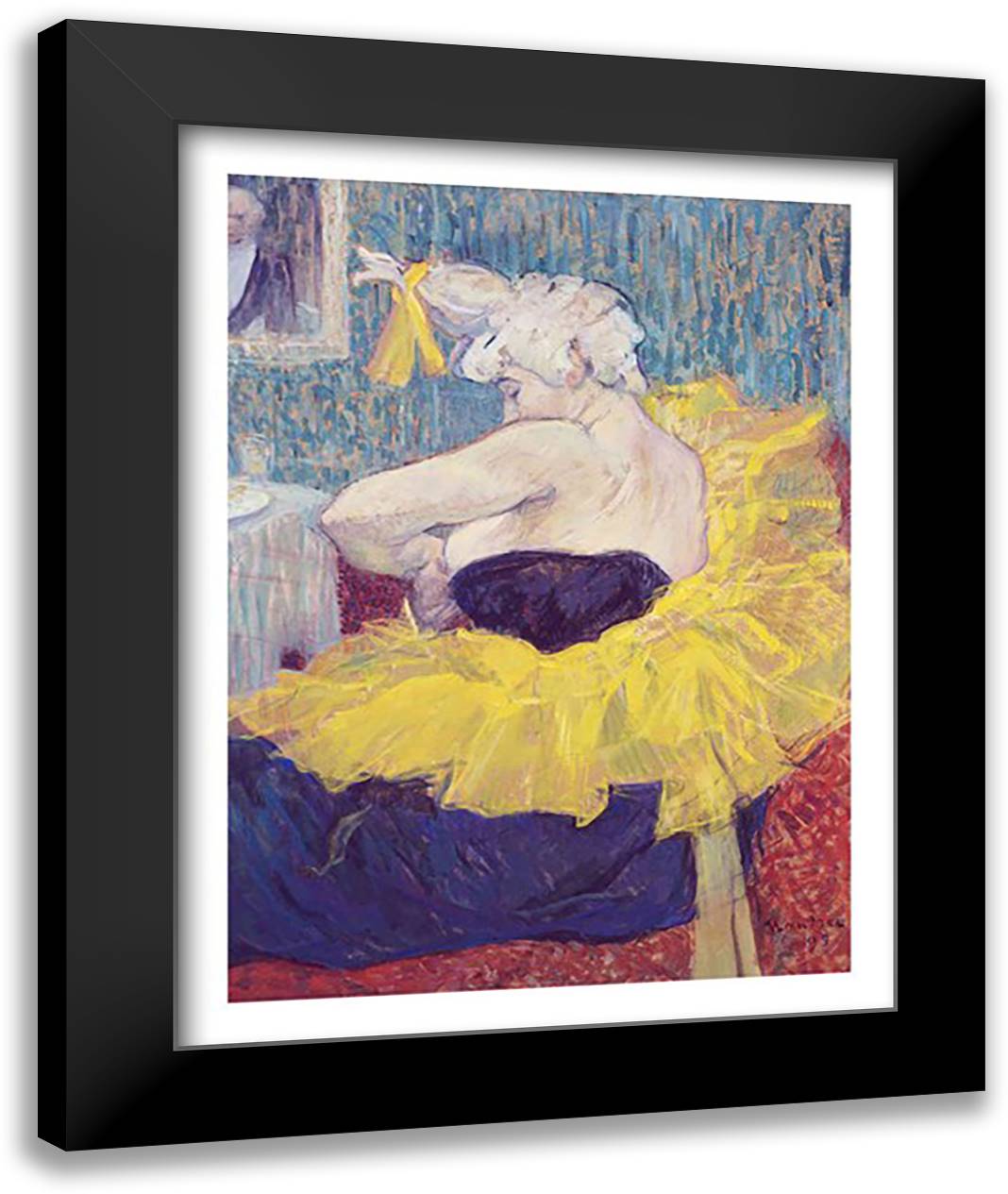 The Clowness Cha-U-Kao in a Tutu, 1895 22x28 Black Modern Wood Framed Art Print Poster by Toulouse-Lautrec, Henri de