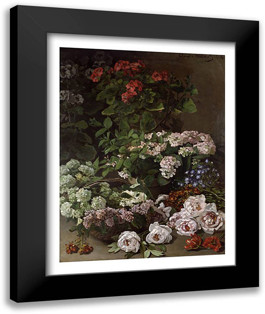 Spring Flowers, 1864 22x28 Black Modern Wood Framed Art Print Poster by Monet, Claude