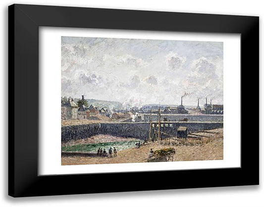 Low Tide at Duquesne Docks, Dieppe, 1902 28x22 Black Modern Wood Framed Art Print Poster by Pissarro, Camille