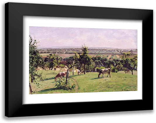 Hillside of Vesinet, Yvelines, 1871 28x22 Black Modern Wood Framed Art Print Poster by Pissarro, Camille