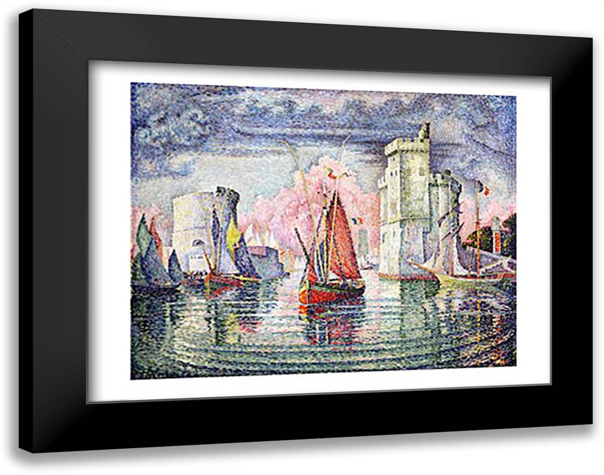 The Port at La Rochelle, 1921 28x22 Black Modern Wood Framed Art Print Poster by Signac, Paul
