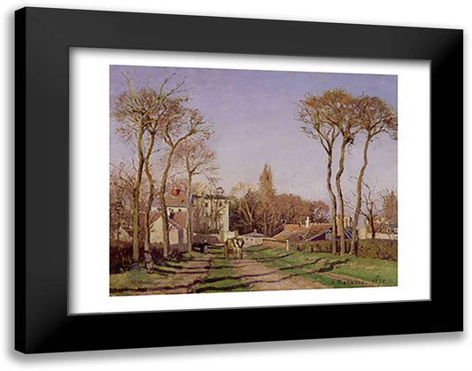 Entrance to the Village of Voisins, Yvelines, 1872 28x22 Black Modern Wood Framed Art Print Poster by Pissarro, Camille