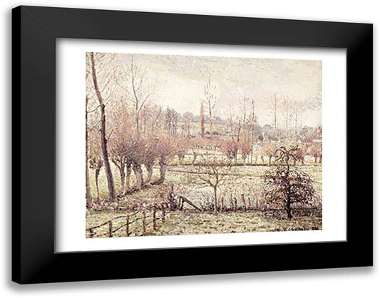 Snow Effect at Eragny, 1894 28x22 Black Modern Wood Framed Art Print Poster by Pissarro, Camille