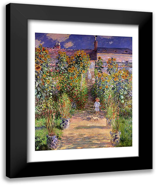 The Artist's Garden at Vetheuil, 1880 22x28 Black Modern Wood Framed Art Print Poster by Monet, Claude