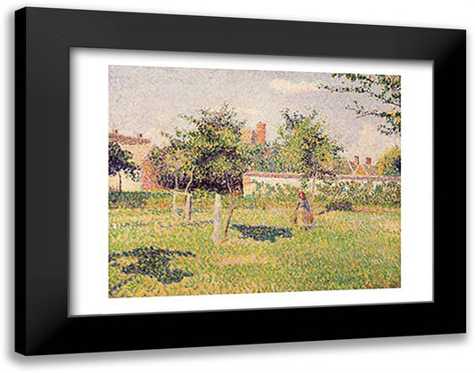 Woman in the Meadow at Eragny, Spring, 1887 28x22 Black Modern Wood Framed Art Print Poster by Pissarro, Camille