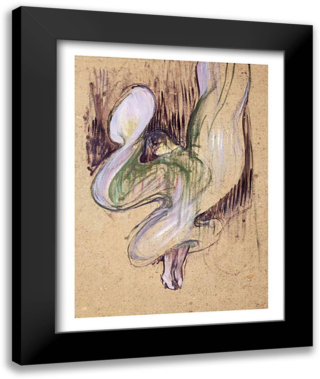 Study for Loie Fuller 22x28 Black Modern Wood Framed Art Print Poster by Toulouse-Lautrec, Henri de