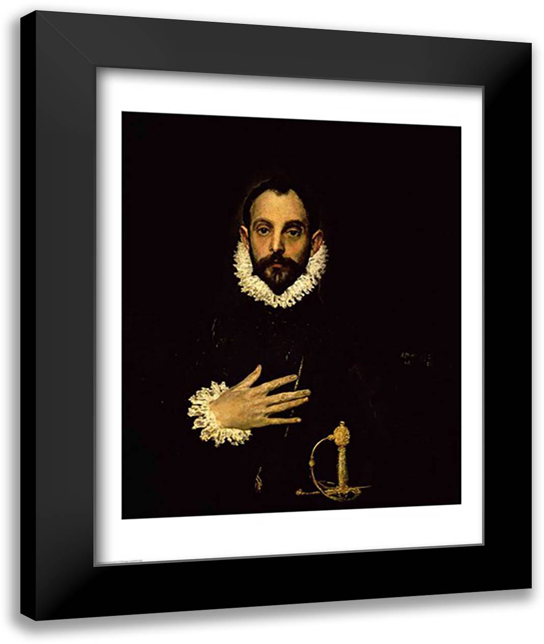 Gentleman with his hand on his ches 22x28 Black Modern Wood Framed Art Print Poster by El Greco