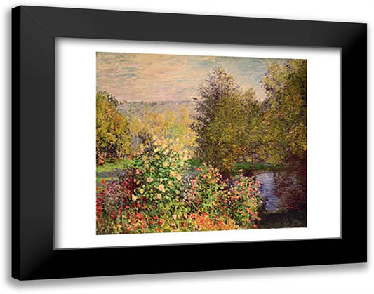 A Corner of the Garden at Montgeron, 1876-7 28x22 Black Modern Wood Framed Art Print Poster by Monet, Claude