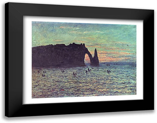 The Hollow Needle at Etretat, 1883 28x22 Black Modern Wood Framed Art Print Poster by Monet, Claude