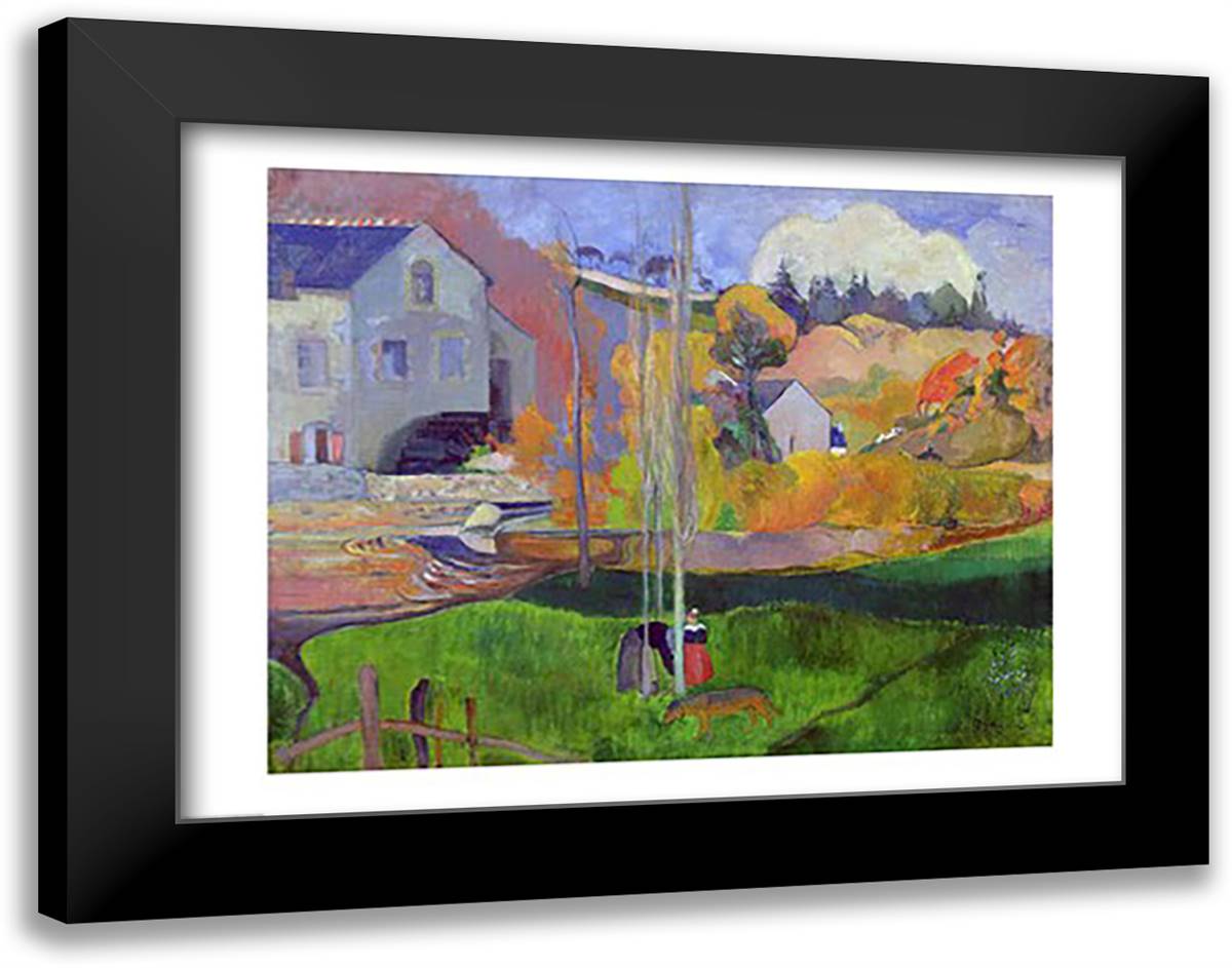 Brittany Landscape: the David Mill, 1894 28x22 Black Modern Wood Framed Art Print Poster by Gauguin, Paul