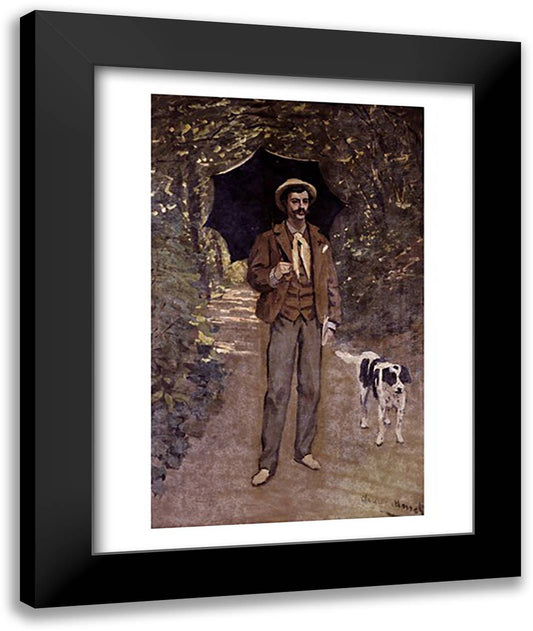 Man with an Umbrella, c.1868-69 22x28 Black Modern Wood Framed Art Print Poster by Monet, Claude