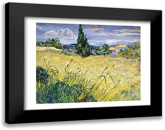 Landscape with Green Corn, 1889 28x22 Black Modern Wood Framed Art Print Poster by Van Gogh, Vincent