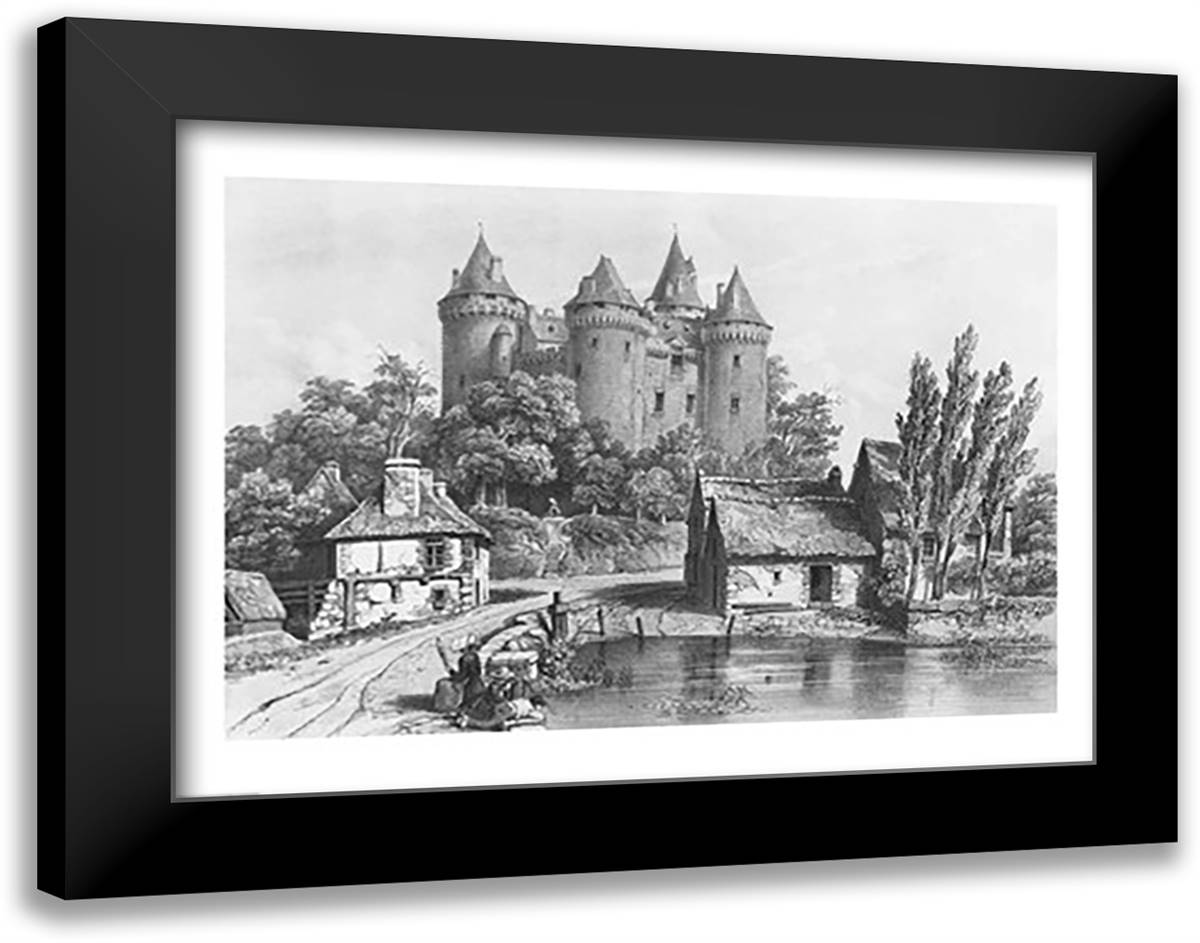 The Castle of Combourg 28x22 Black Modern Wood Framed Art Print Poster by Benoist, P.H.