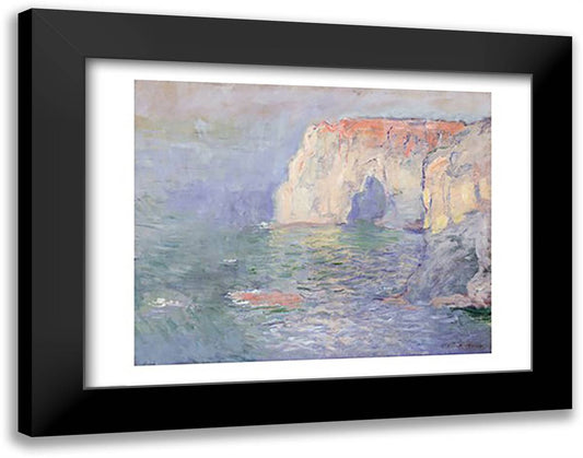 Etretat: Le Manneport, reflections on the water, 1885 28x22 Black Modern Wood Framed Art Print Poster by Monet, Claude