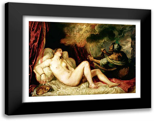 Danae Receiving the Shower of Gold 28x22 Black Modern Wood Framed Art Print Poster by Titian