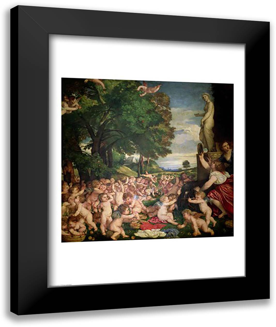The Worship of Venus, 1519 22x28 Black Modern Wood Framed Art Print Poster by Titian