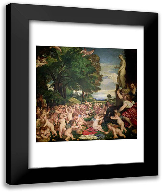 The Worship of Venus, 1519 22x28 Black Modern Wood Framed Art Print Poster by Titian