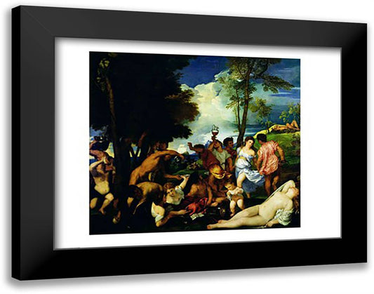 The Andrians 28x22 Black Modern Wood Framed Art Print Poster by Titian