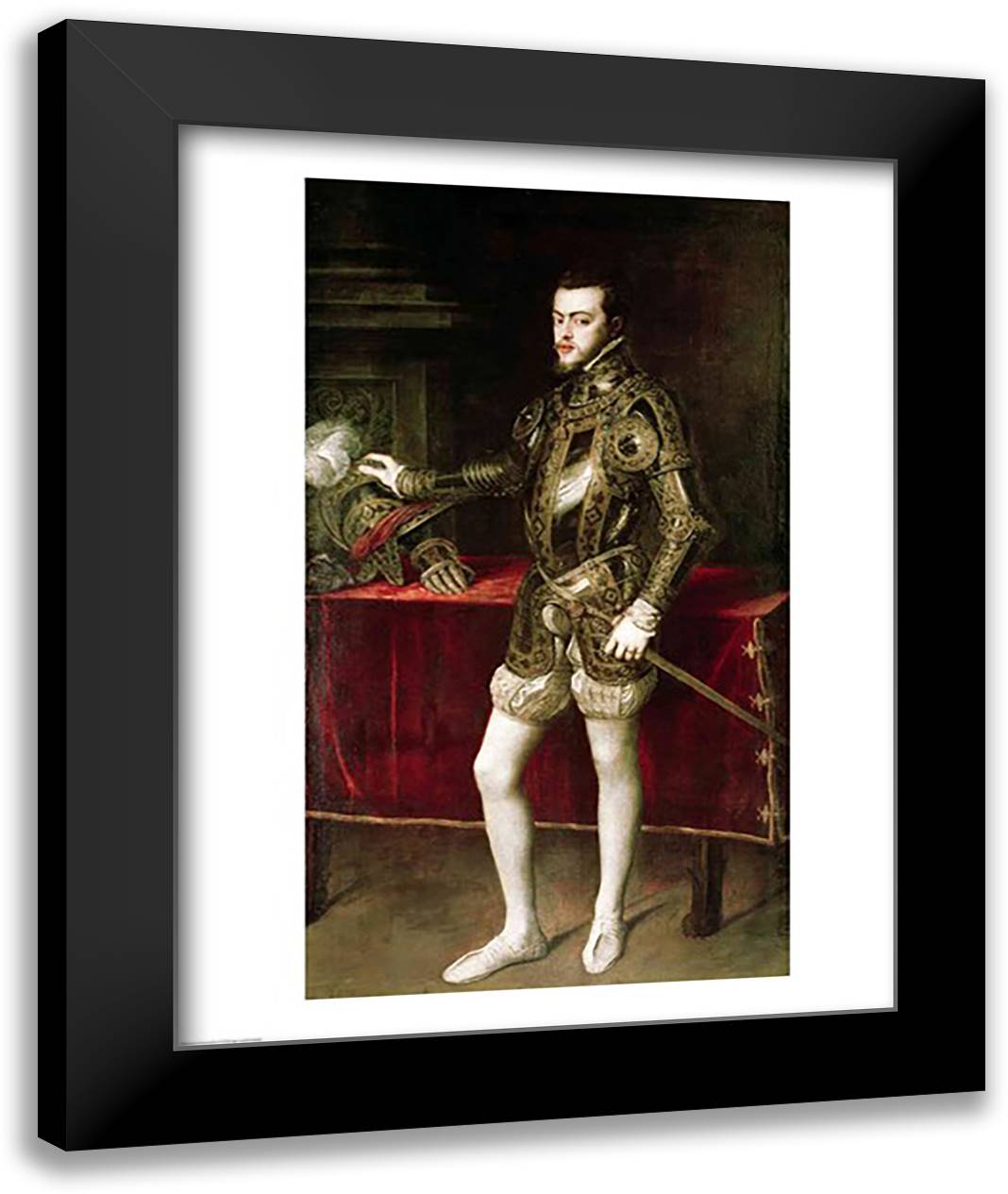 King Philip II 22x28 Black Modern Wood Framed Art Print Poster by Titian