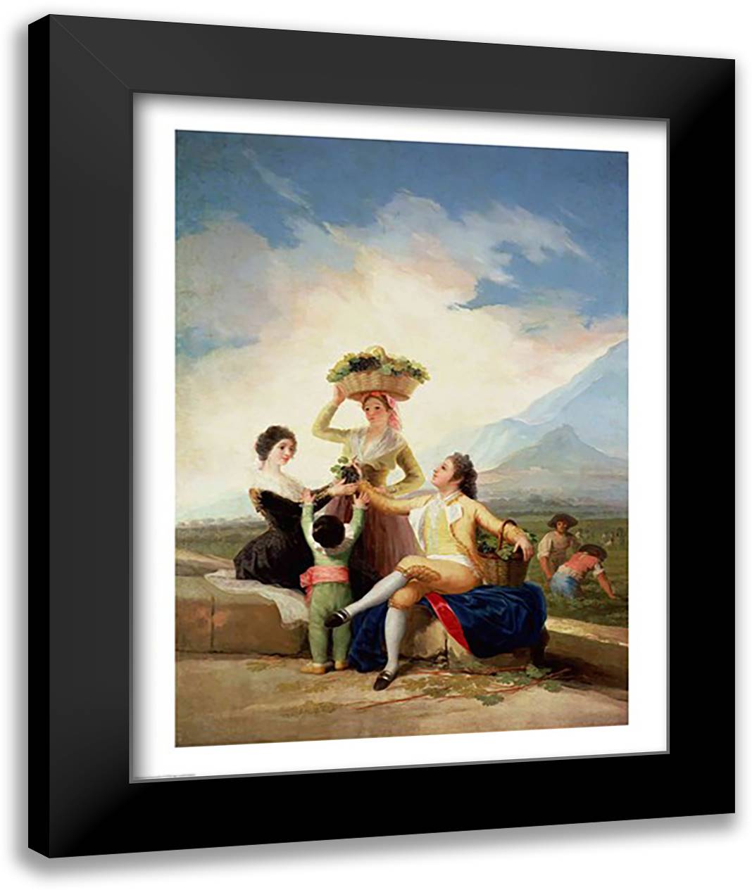 The Grape Harvest 22x28 Black Modern Wood Framed Art Print Poster by Goya, Francisco De