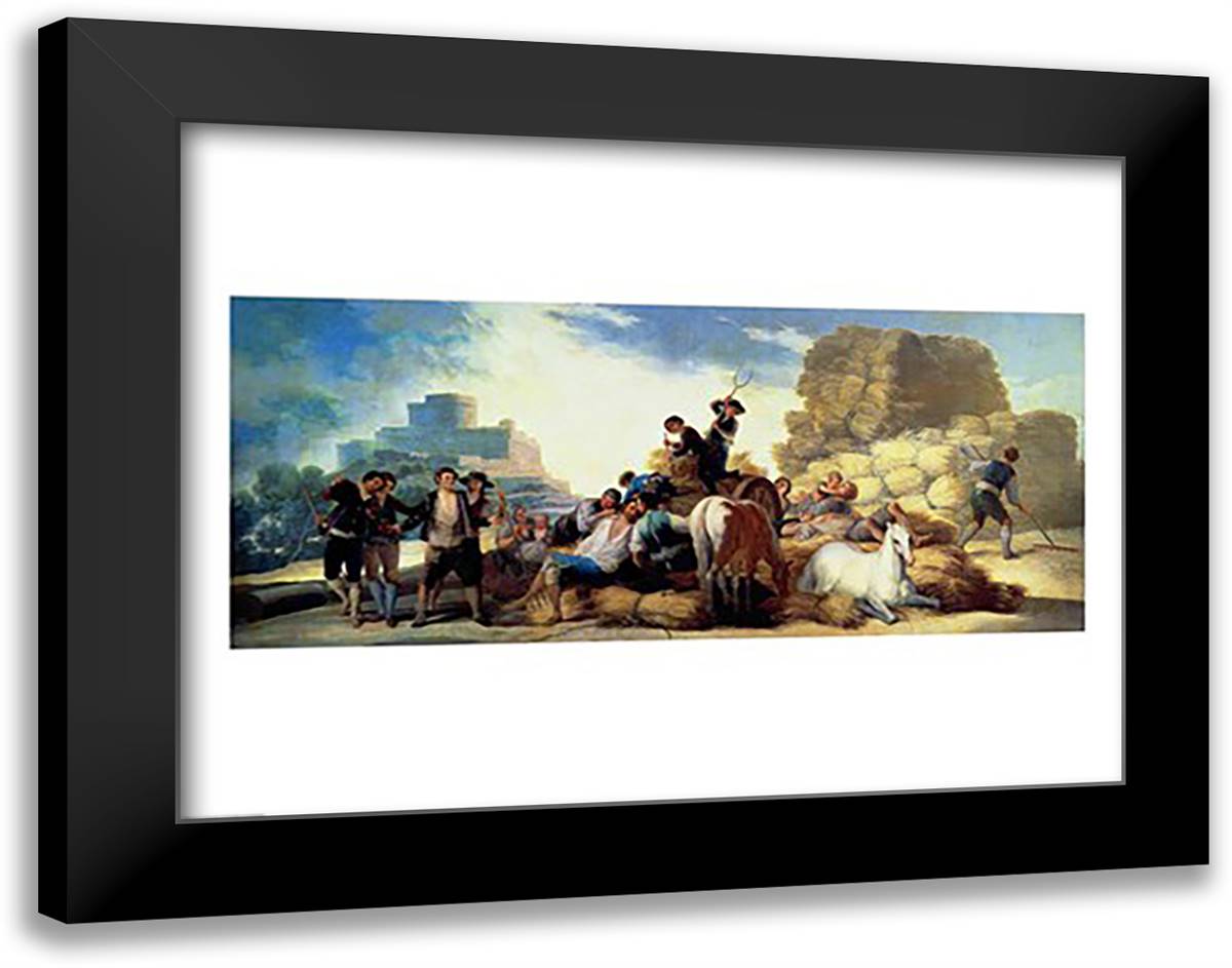 The Harvest 28x22 Black Modern Wood Framed Art Print Poster by Goya, Francisco De