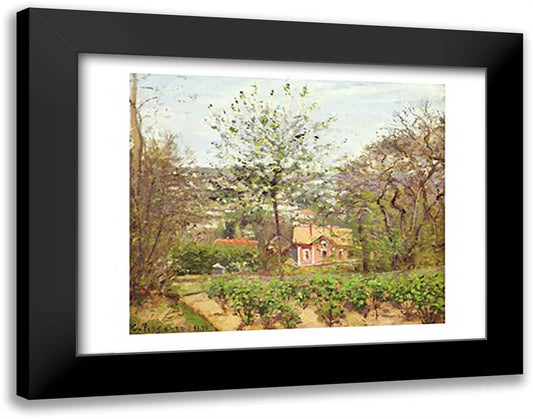 The Cottage 28x22 Black Modern Wood Framed Art Print Poster by Pissarro, Camille