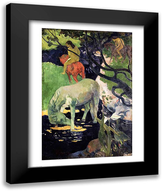 The White Horse, 1898 22x28 Black Modern Wood Framed Art Print Poster by Gauguin, Paul