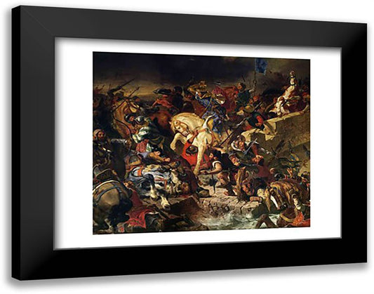 The Battle of Taillebourg 28x22 Black Modern Wood Framed Art Print Poster by Delacroix, Eugene