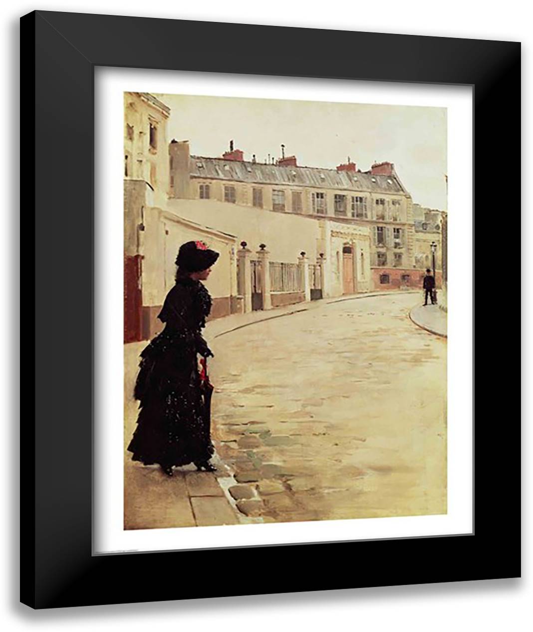 Waiting, Rue de Chateaubriand, Paris 22x28 Black Modern Wood Framed Art Print Poster by Beraud, Jean